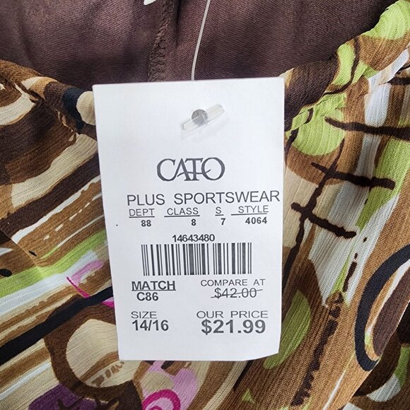 Womans Cato Printed Skirt Brown & Pink Geometric Pattern Plus Size 14/16W - Picture 6 of 10